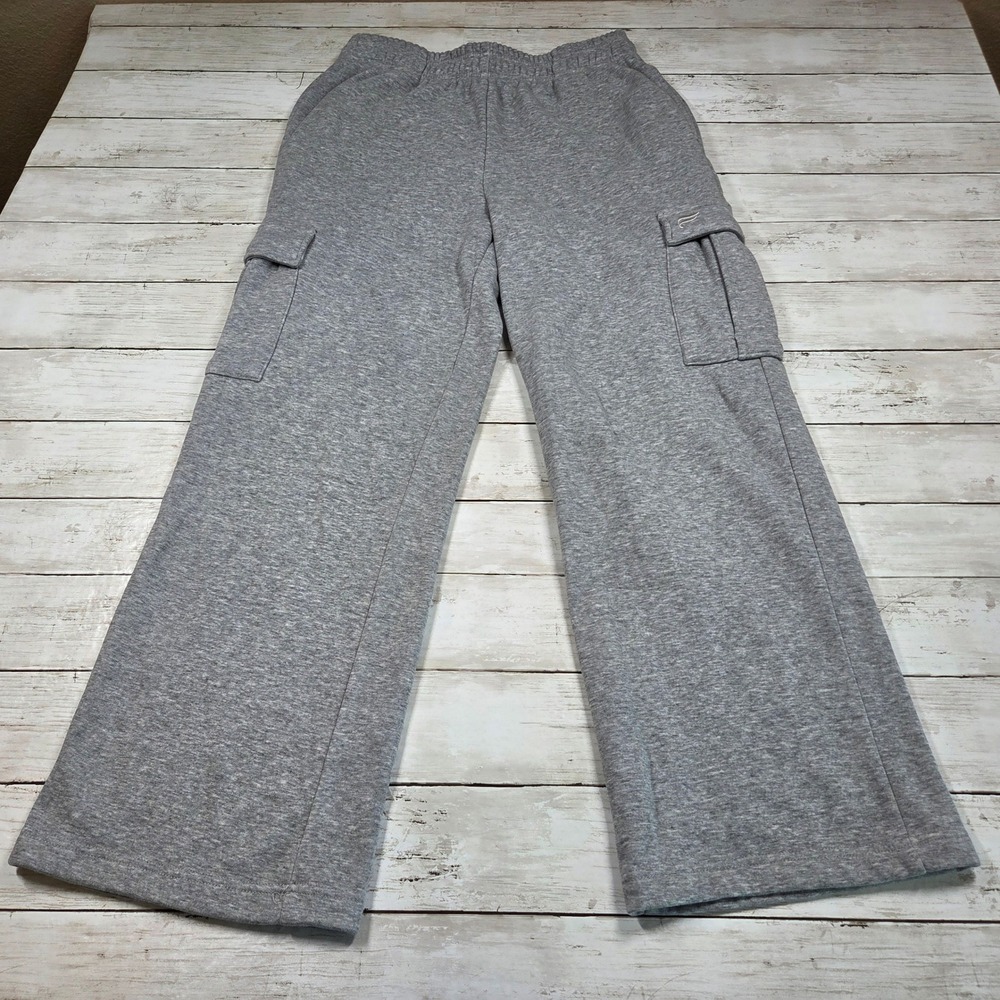 Fabletics Cozy Fleece Cargo Sweatpants Wide Leg Women Medium Gray PT2356949